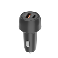 Chargeur de voiture 63W PD 45W Type-C QC 3.0 double port à charge rapide, compatible CE FCC RoHS UL2089, ignifuge, OTP, compatible ordinateur portable, fibre de carbone