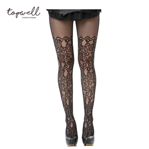 Durable Women's Pantyhose <b>Black</b> <b>Lace</b> Hot Sexy Pantyhose Stockings With Geometric Patterns - Product Image 1