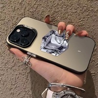 Casing Handphone TPU PC Berlapis Perak dengan Cetakan Es Kristal untuk iPhone Xr Xs 11 12 13 14 15 16 17 18 Pro Max