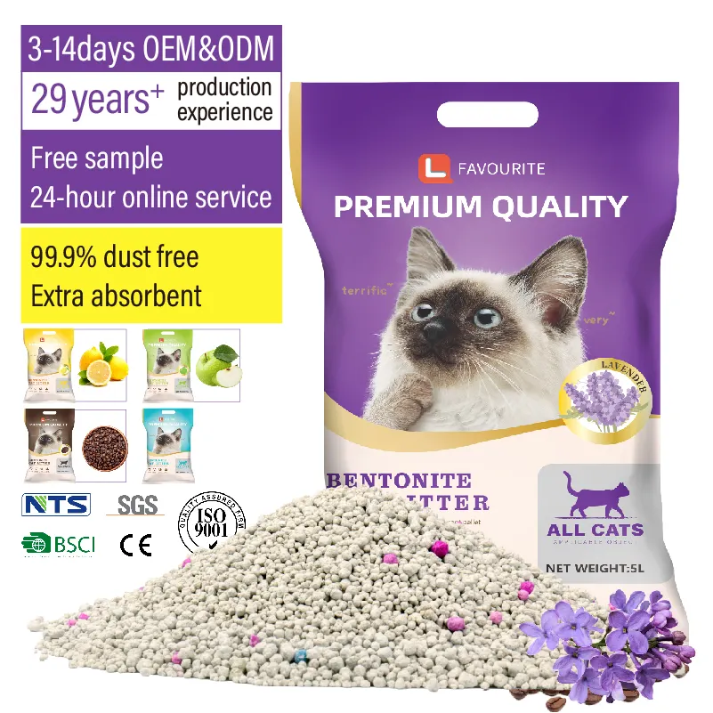 Oem Fabriek Directe Verkoop Meer Sanitair Lage Prijs Spot Natuurlijke Stof Gratis Arena De Gato 10L Klonteren Bentoniet Kattenbakvulling zand