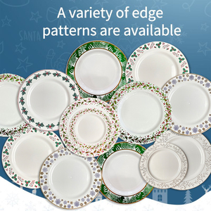 Platos de plástico de fiesta de diseño personalizado Plato de comida de plástico de Navidad elegante Juego de platos de cena - Product Image 6