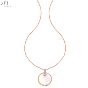 New Arrival 18K <b>Solid</b> Rose <b>Gold</b> Natural White Mother-of-Pearl With Natural Diamond <b>Pendant</b> Necklace For Women's Anniversary Gift - Product Image 5