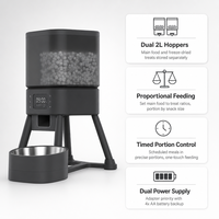 Distributeur automatique de nourriture pour animaux de compagnie USMILEPET avec double bac de 4 L, bol surélevé, distributeur de nourriture pour chats et chiens, bac à friandises, contrôle par application
