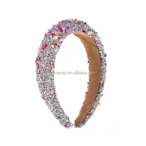 Venta caliente nueva diadema de cristal de color barroco esponja diadema de borde ancho temperamento accesorios de lujo para el cabello al por mayor