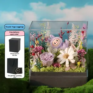 DIY <span class=keywords><strong>meng</strong></span> <span class=keywords><strong>Li</strong></span> ชื่อของเธอกล่องแสดงสินค้าวัสดุโยคะใสกันฝุ่นทำด้วยมือดอกไม้นิรันดร์สำหรับเป็นของขวัญวันวาเลนไทน์ - Product Image 6