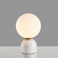 Lampe de table en marbre et verre de style nordique avec lumière nocturne - Salon, chambre à coucher, bureau - Design simple et luxueux