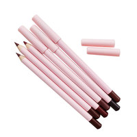 Crayon à lèvres cosmétique mat vegan imperméable en bois rose, 25 couleurs, avec logo personnalisé, pour lèvres foncées, best-seller