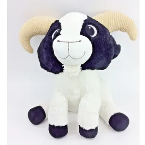 Peluche a forma di pecora dei cartoni animati, morbido e coccoloso, in bianco e nero, per bambini - Product Image 1