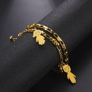 La vendita più calda Little Girl Little Boy Charm Cartoon Cute Character braccialetti per bambini placcati in <span class=keywords><strong>oro</strong></span> per regali di compleanno - Product Image 2