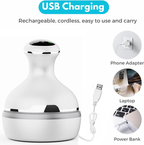 Mini masajeador de cuero cabelludo eléctrico inalámbrico portátil más Popular, máquina de masaje de cabeza de música <span class=keywords><strong>relajante</strong></span> para aliviar el estrés - Product Image 5