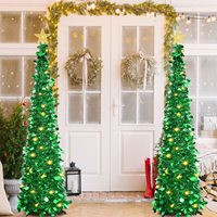 Künstlicher Weihnachts baum mit 100 Farblich tern 5-Fuß-Popup-Weihnachtsbaum mit faltbarem Draht