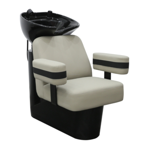 Ensemble de Mobilier de Salon Moderne en Cuir Synthétique PU Noir, Incluant un Fauteuil Lave-Tête avec Cuvette Noire, Chariot de Barbier pour Usage Esthétique - Product Image 3