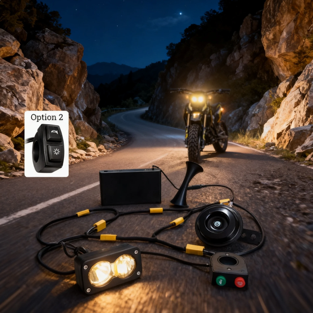 Trontech Baja Light LED Headlight and Horn Set Battery Powered Dual Light Waterproof Plug and Play