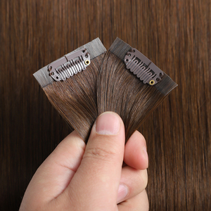 Extensions de <span class=keywords><strong>cheveux</strong></span> Remy <span class=keywords><strong>à</strong></span> clips invisibles et sans couture, qualité supérieure, <span class=keywords><strong>cheveux</strong></span> européens bruts avec cuticules alignées, vente en gros - Product Image 1