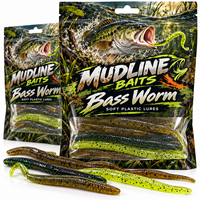 Sacs d'emballage personnalisés pour leurres souples de pêche (type Bass Worm Bait) pour eau douce, pochette suspendue avec fenêtre, impression OEM