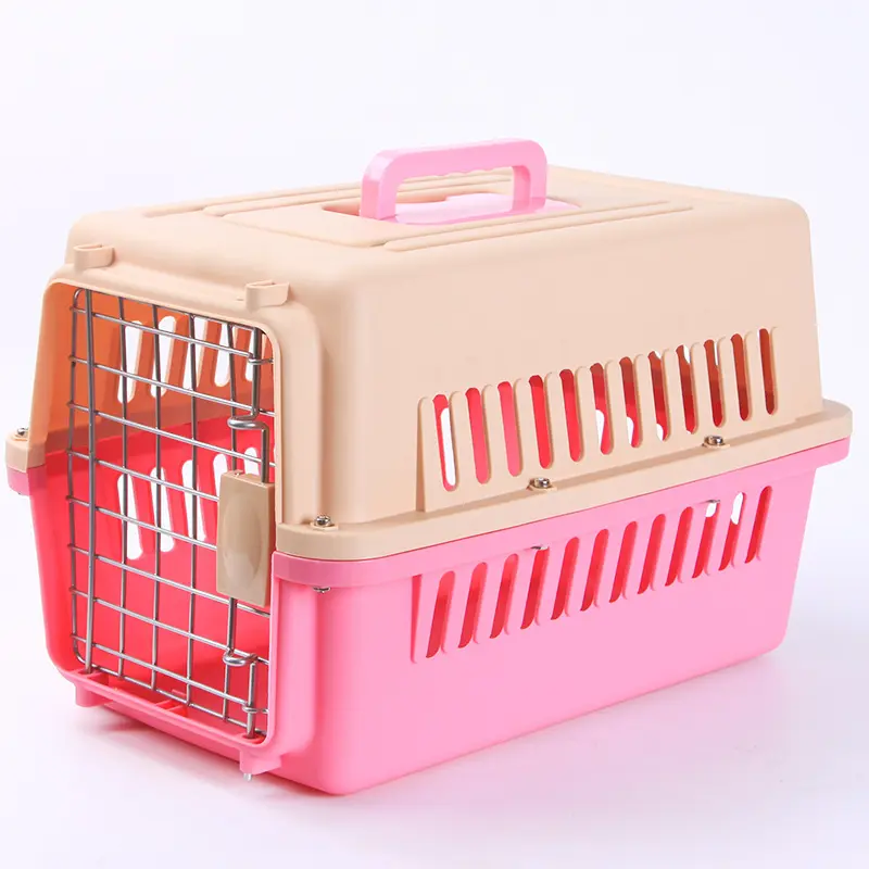 휴대용 핑크 럭셔리 무거운 의무 대형 여행 차원 애완 동물 케이지 개를 위한 무거운 의무 동물 상자