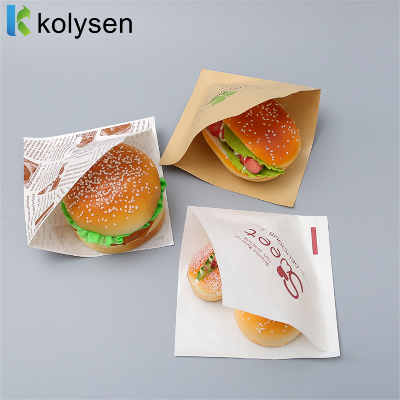 Custom Burger Bags Greaseproof Fast Food Packaging