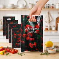 50 sacs en plastique pour cadeaux de fête à thème rose, sacs en plastique pour friandises rose foncé avec poignées pour collations, bonbons, sacs cadeaux pour mariages et fêtes