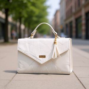 Bolso Bandolera Fana para Mujer, con Asa Única, Color Blanco, PU, Patrón Geométrico, Cierre de Cremallera, 7 Pulgadas, Bolso de Hombro Moderno para el Verano - Product Image 2