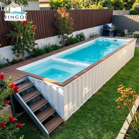 Piscine hors sol en fibre de verre pour spa jacuzzi, idéale pour les propriétaires de maisons préfabriquées, petite piscine conteneurisée pour un style de vie moderne et des vacances inoubliables.