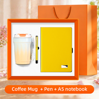 Ensemble cadeau promotionnel : tasse à café, stylo à bille, carnet A5, pour le travail au bureau, usage quotidien, réunion de clients, logo personnalisé en stock, fournisseur