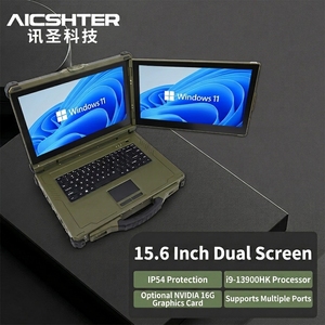โน้ตบุ๊กอุตสาหกรรมขนาด 15.6 นิ้ว หน้าจอคู่ ทนทาน รองรับ I9 พร้อมพอร์ต Ethernet และพอร์ต Serial มาตรฐานกันน้ำ IP65 ทนต่อแรงกระแทก - Product Image 1
