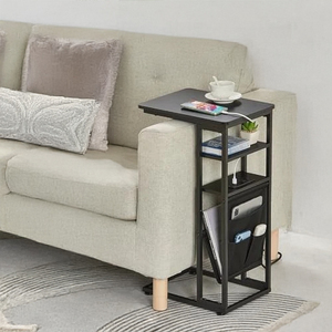 Table d'appoint personnalisée en forme de C de style industriel avec station de charge table d'appoint vintage pour meubles de salon directement à l'usine - Product Image 2