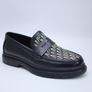 Mocassini da <span class=keywords><strong>Uomo</strong></span> in Jacquard Bianco e Nero, Stile Designer con <span class=keywords><strong>Suola</strong></span> Spessa, <span class=keywords><strong>Scarpe</strong></span> Formali da Ufficio in PU - Product Image 1