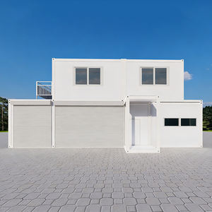 Conception d'une maison conteneur à deux étages avec abri pour voiture, schéma d'efficacité, dessin de construction, <span class=keywords><strong>garage</strong></span>, maisons préfabriquées modulaires - Product Image 1