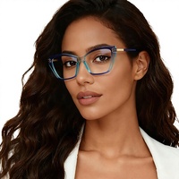 2262 Monture de lunettes de vue mode pour femme, monture papillon intégrale, couleur dégradée, en TR, avec verres anti-lumière bleue, pour le marché transfrontalier