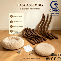 Lit pour chat portable en bois moderne avec housse amovible, maison de luxe pour animaux de compagnie, coussin moelleux, design nordique, mobilier d'intérieur pour chat, carton de rangement pour le sommeil