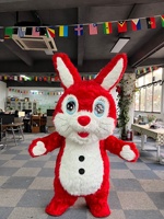 Costume de mascotte gonflable pour adulte, lapin en fourrure, 2m/2.6m, pour Halloween, déguisement de marche, thème Noël, divertissement