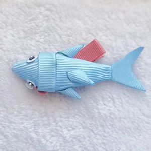 Petit bébé filles dessin animé lamantin dauphin poisson rouge petit ruban cheveux arc avec demi-doublé clip enfants <span class=keywords><strong>barrette</strong></span> - Product Image 6