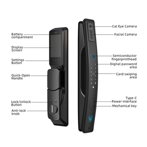 Serrure intelligente <span class=keywords><strong>WiFi</strong></span> UIELOCK QB70 avec reconnaissance faciale 3D, caméra œil <span class=keywords><strong>de</strong></span> chat, déverrouillage par empreinte digitale, carte IC, <span class=keywords><strong>mot</strong></span> <span class=keywords><strong>de</strong></span> <span class=keywords><strong>passe</strong></span>, interphone vidéo, compatible bois et Cloud - Product Image 6