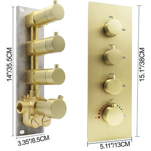 <span class=keywords><strong>HOMEDEC</strong></span> Or brossé 3 fonctions 3 voies 4 poignées vanne thermostatique dissimulée pour eau de douche avec boutons ronds - Product Image 6
