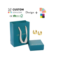 Boîte rigide en papier pour bijoux personnalisée, 2 pièces, avec sac assorti, pour bague, boucles d'oreilles, collier, bracelet, chaîne, emballage cadeau