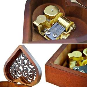 Caja de Música Moderna con Mecanismo de Madera Tallada en Forma de Corazón, Marca HS, You Are My <span class=keywords><strong>Sunshine</strong></span>, Duración del Sonido de 30 Segundos - Product Image 6
