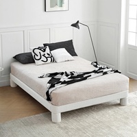 Lit double Zayshine en velours sherpa blanc crème, style rétro français, pour chambre principale, 1,5 mètre, idéal appartement et hôtel