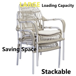 Trắng Bắc Âu Patio Cafe 5 Mảnh Wicker Ăn Đặt Đồ Nội Thất Ngoài Trời Vườn Mây Nhôm Bảng Và 4 Chỗ Ngồi Ghế - Product Image 5