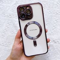 Étui magnétique transparent de luxe compatible avec la recharge sans fil pour iPhone 17 16 15 14 13 12 Pro Max Plus Air