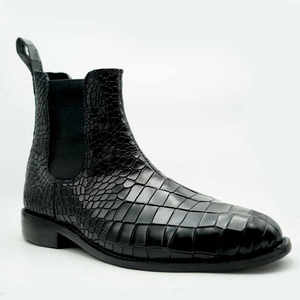 Botas Hechas a Mano para Hombre en Estilo Piel de Cocodrilo, Zapatos Casuales de Cuero Puro de Moda, con Suela Oxford, Duraderas para Hombre - Product Image 4