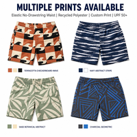Shorts de bain pour hommes personnalisés à taille élastique sans cordon, en polyester recyclé, protection UPF 50+, taille ajustée, OEM