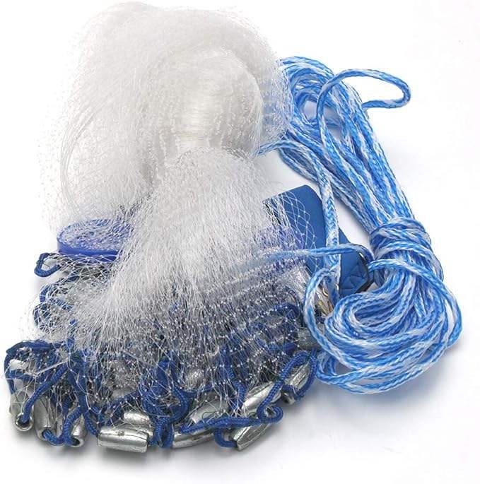 Bait Cast Net 12 Ft Radius - 3/8 Inch Mesh Fishing Net