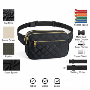 YOUK Riñonera Deportiva de Moda, Bolsa de Cintura con Múltiples Bolsillos, Cinturón Ajustable para Viajes, Ciclismo y Running, Color Negro - Product Image 1