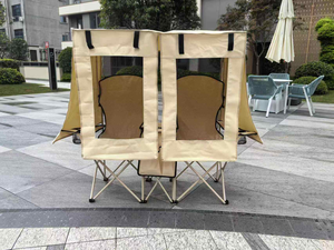 كرسي تخييم قابل للطي سريع الفتح لشخصين بإطار من سبائك الألومنيوم للصيد والتنزه، مقعد كبير الحجم مع حامل أكواب ومسند للذراعين - Product Image 6