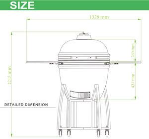 Auplex Komodo Big Green Black Smoker, fumoir en céramique Kamado, fumoir au charbon de bois, parrilla, <span class=keywords><strong>barbecue</strong></span> d'<span class=keywords><strong>extérieur</strong></span> de 23 pouces - Product Image 5