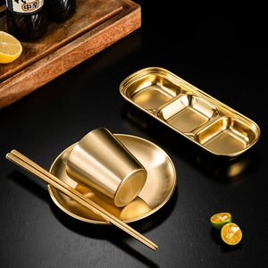 Ensemble de couverts rétro en acier inoxydable 304 pour camping, barbecue et thé, comprenant bol, <span class=keywords><strong>assiette</strong></span>, fourchette, cuillère, baguettes et tasses - Product Image 3