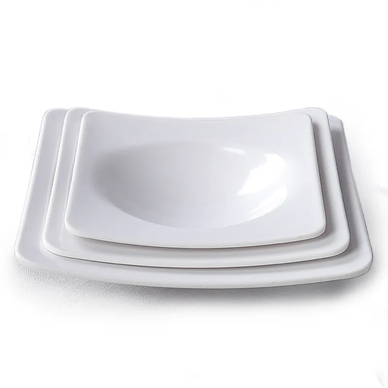 Белые тарелки меламина, салатники, многоразовые пластиковые тарелки, уникальная форма, посуда оптом