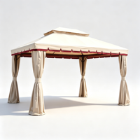 Pergola de patio moderne en tissu imperméable noir avec toit double ventilé et structure en aluminium thermolaqué pour événements en extérieur, jardin et balcon