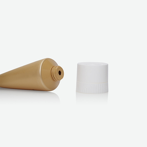 Tubo de PE dorado mate con impresión de texto personalizado, tubo suave con tapa de rosca acanalada blanca para crema de masaje de ginseng - Product Image 2